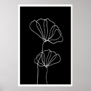 Impresión floral de arte de línea minimalista flor