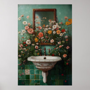 Impresión floral de baño, flor botánica de baño
