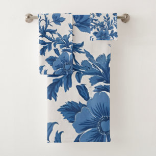 Impresión floral de inspiración victoriana azul y