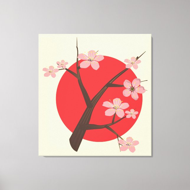 Impresión floral de rama sakura en flor de cerezo  (Anverso)