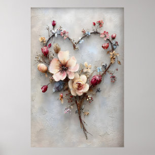 Impresión floral del corazón, amor romántico del d