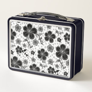 Impresión floral en blanco y negro