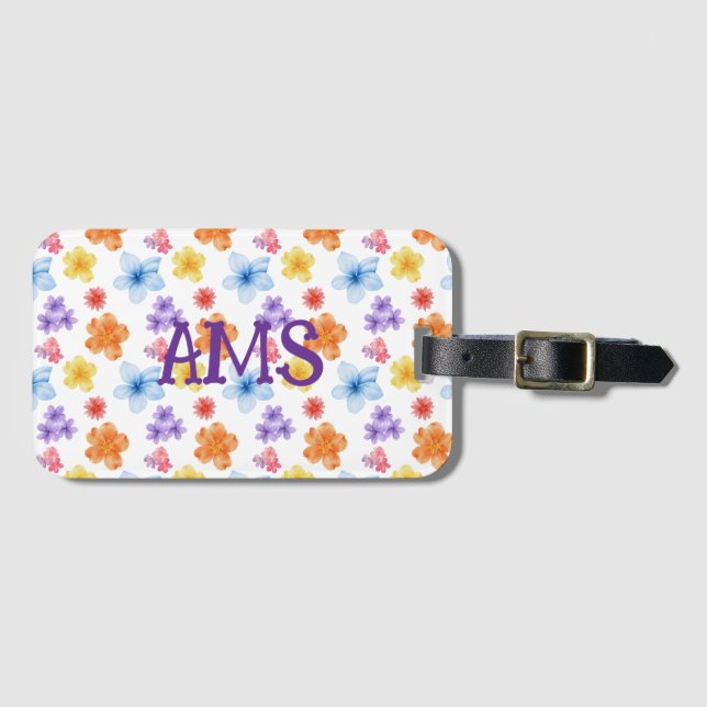 Impresión floral Etiqueta portaequipajes de una ca (Anverso horizontal)