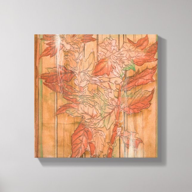 Impresión floral Naranja moderna sobre fondo desnu (Anverso)