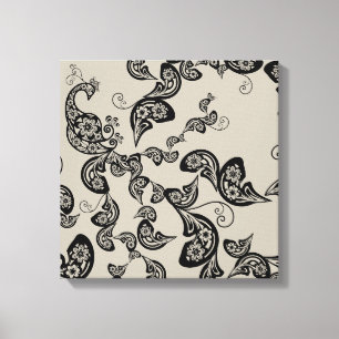Impresión floral negra de la lona de arte de Deco