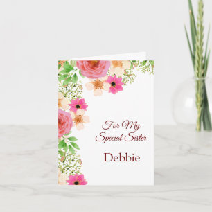 Impresión floral Nombre personalizado Tarjeta de c