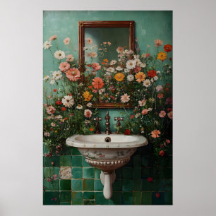 Impresión floral para baño, flor botánica para bañ