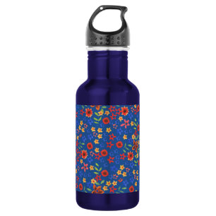 Impresión floral retro de moda en botella de agua 