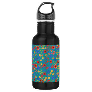 Impresión floral retro de moda en botella de agua 