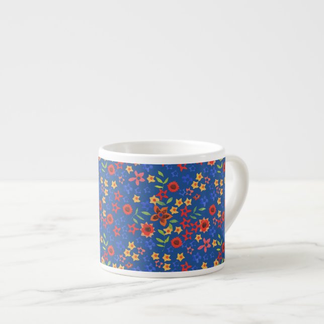 Impresión floral retro de moda en tazas de espress (Derecha)