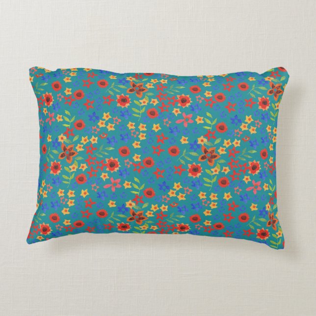 Impresión floral retro de moda sobre almohada de a (Reverso)