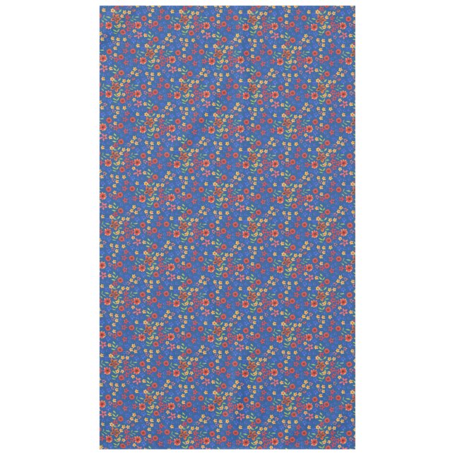 Impresión floral retro de moda sobre manteles azul (Anverso)