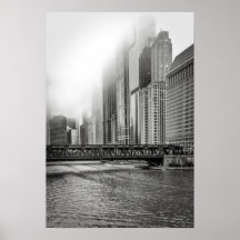 Impresión fotográfica Black and White Chicago City