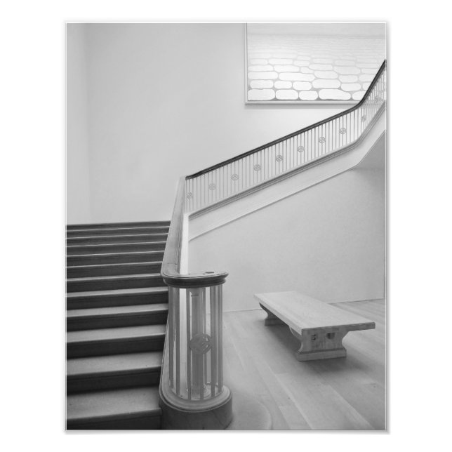 Impresión fotográfica de escaleras en blanco y neg (Frente)