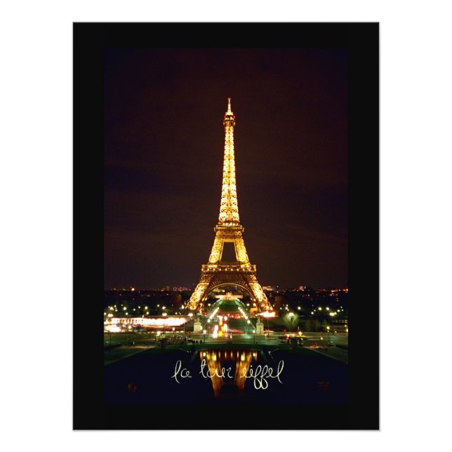 Impresión fotográfica de la Torre Eiffel de Noche (Frente)