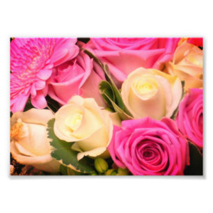 Impresión fotográfica de rosas blancas y rosas