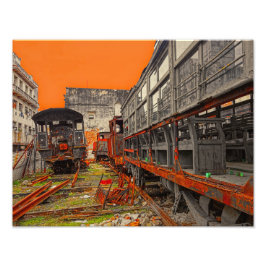 Impresión fotográfica de vagones de locomotoras y 