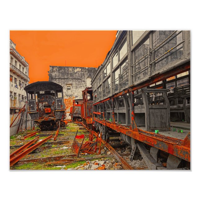 Impresión fotográfica de vagones de locomotoras y  (Frente)