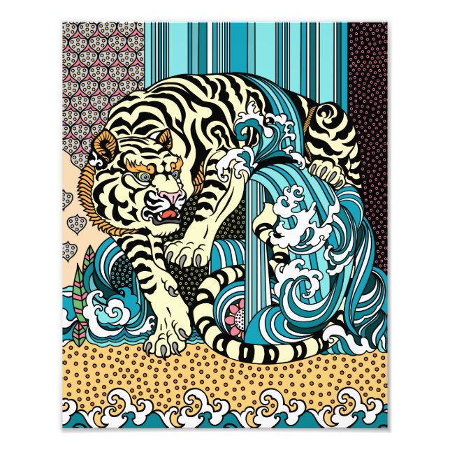 Impresión fotográfica del tigre blanco Feng Shui (Frente)