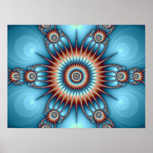 Impresión fractal de cobre y turquesa