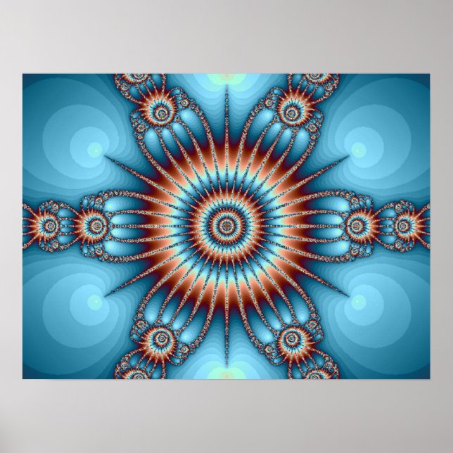 Impresión fractal de cobre y turquesa (Frente)