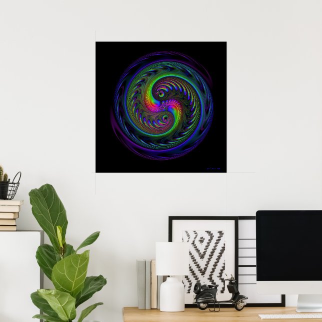 Impresión fractal de Koi Yin Yang (Oficina en casa)