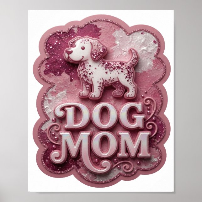 Impresión fresca de DOG MOM en plata (Frente)