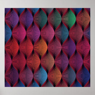 Impresión geométrica ondulada multicolor