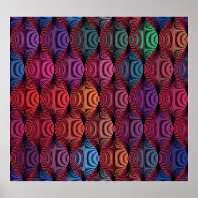 Impresión geométrica ondulada multicolor (Frente)