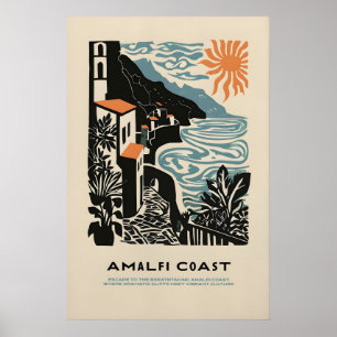 Impresión Giclée de la Costa de Amalfi Viajes Vint