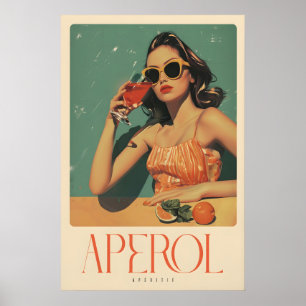 Impresión Giclée Retro de Aperol Spritz Cóctel Clá