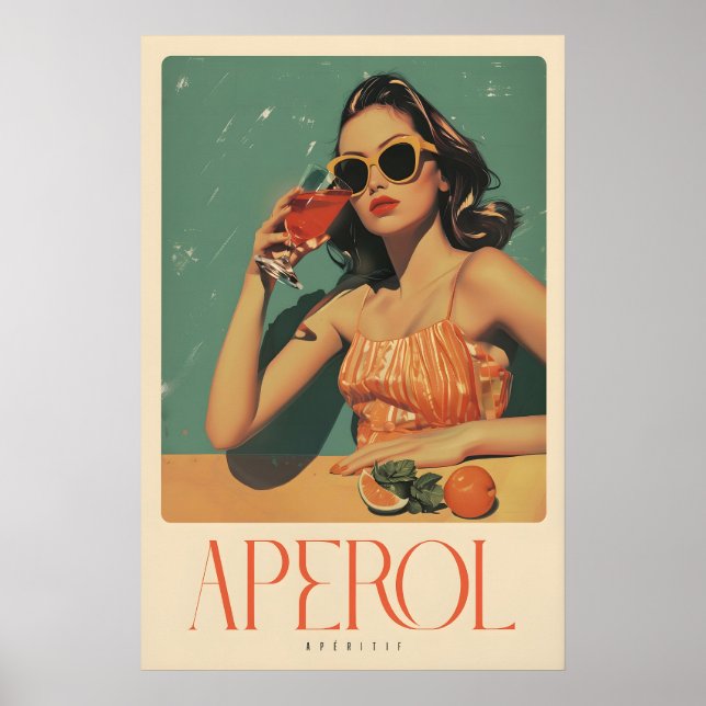 Impresión Giclée Retro de Aperol Spritz Cóctel Clá (Frente)