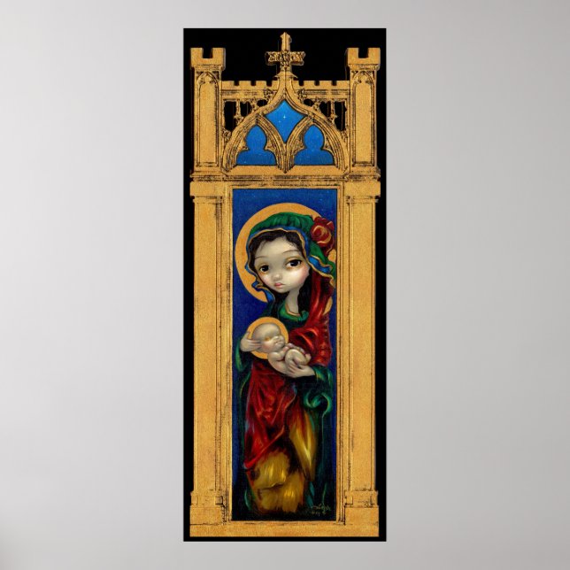 Impresión gótica de Madonna e Niño en Noche (Frente)