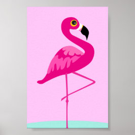 Impresión gráfica tropical de flamingo rosa
