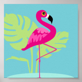 Impresión gráfica tropical de flamingo rosa