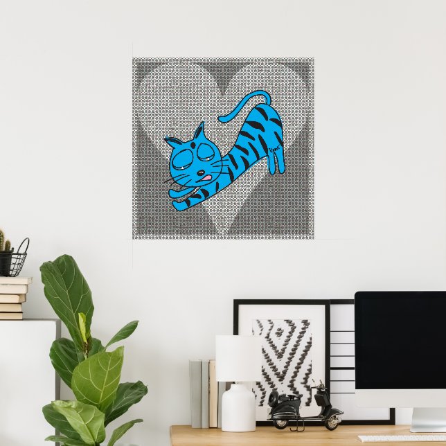 Impresión Gray Heart Blue Kitty (Oficina en casa)
