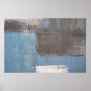 Impresión gris y azul "tropezada" del poster del