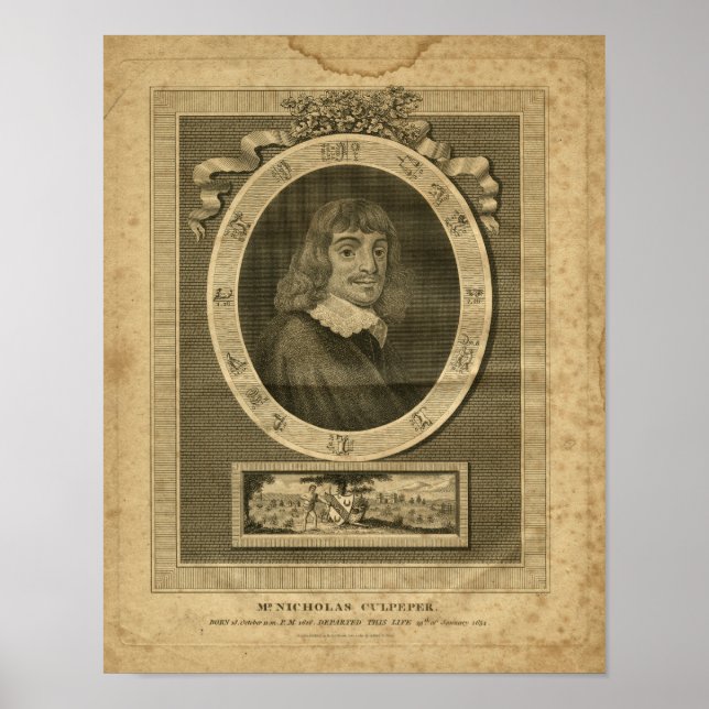 Impresión herbal de Nicholas Culpeper 1817 (Frente)