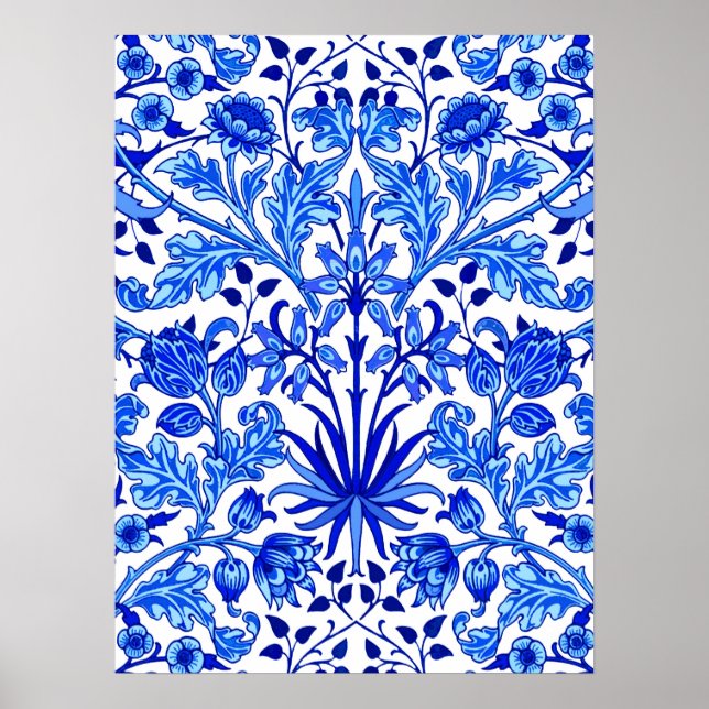 Impresión hipoacínica William Morris, azul cobalto (Frente)