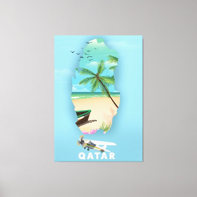 Impresión ilustrada de afiches de viaje en Qatar (Anverso)