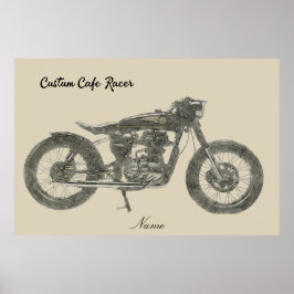 Impresión ilustrada de la motocicleta Vintage Cafe