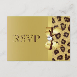 Impresión impresa de Bow, Diamond & Leopard RSVP