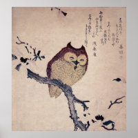 Impresión japonesa de Búho Sonriente Cuta