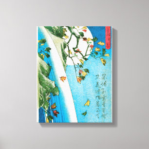 Impresión japonesa de la luna y de la cascada