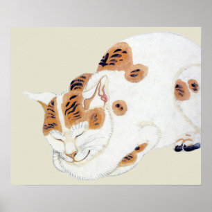 Impresión japonesa del poster del arte del gato el