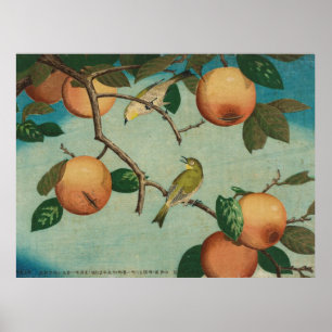 Impresión japonesa Persimmons and White-Eyes 1880