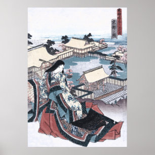 Impresión japonesa Ukiyo-e con una vista de Kioto