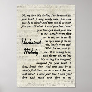 Impresión lírica de la canción Melody Wall Art sin