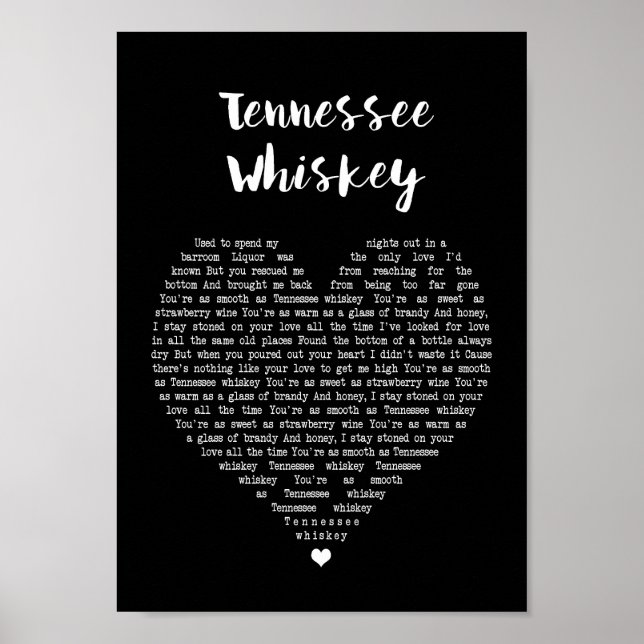 Impresión lírica de la canción Tennessee Whiskey B (Frente)