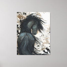 Impresión majestuosa de caballo frisón por tela de